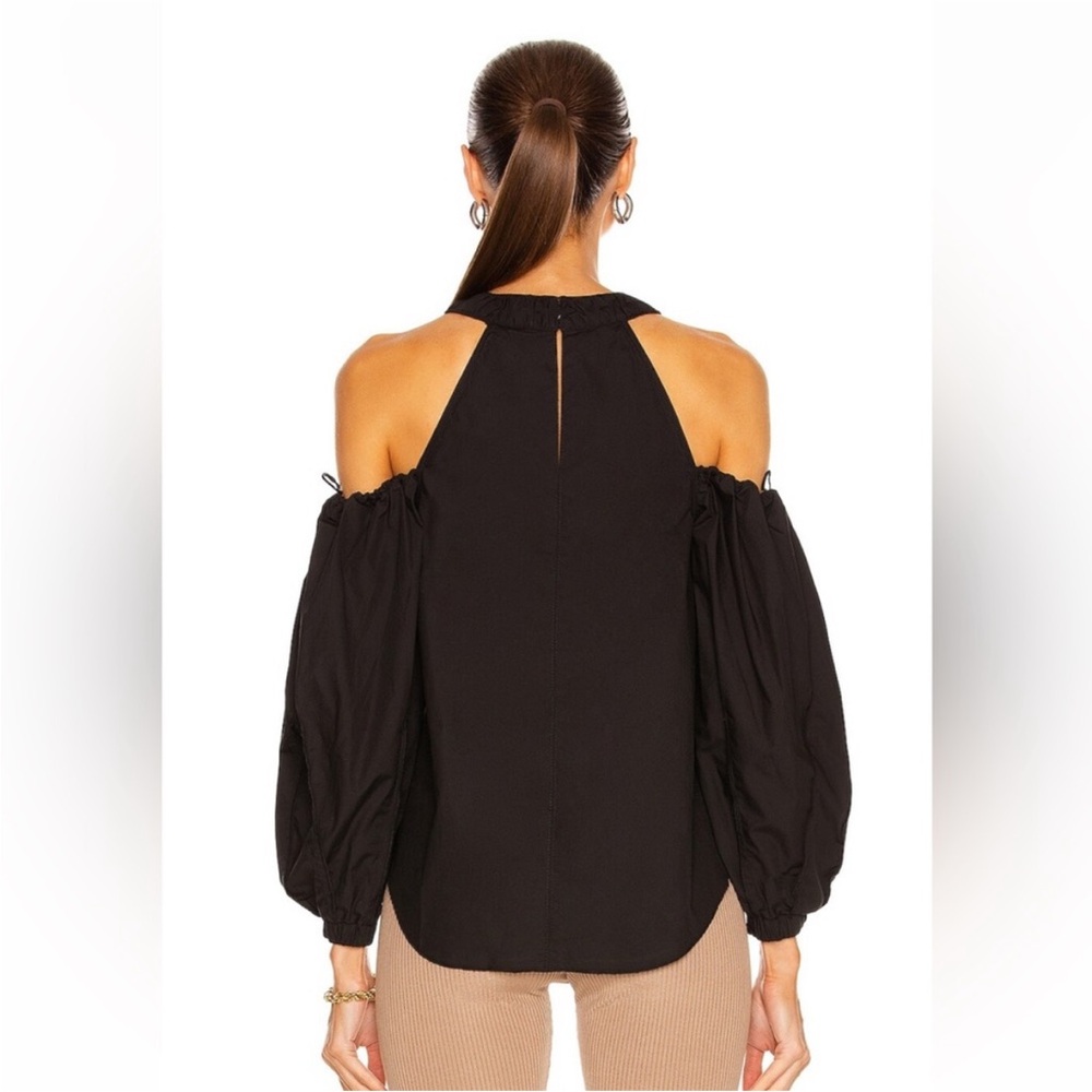 Jonathan Simkhai Black Designer Off Shoulder Cut Out Balloon Sleeve Josie Blouse - Picture 3 of 12